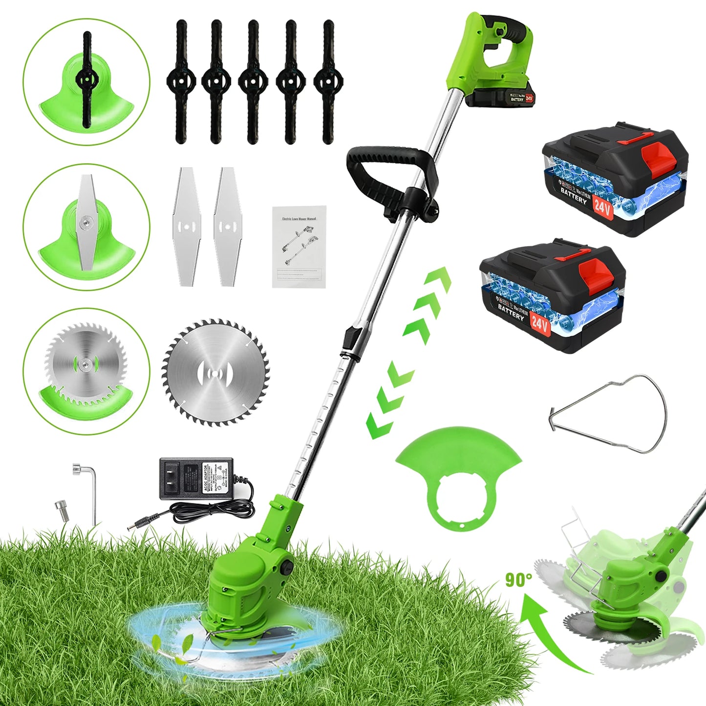 2-In-1 Cordless Lawn Mower Brushless Edger Trimmer 650W 24V