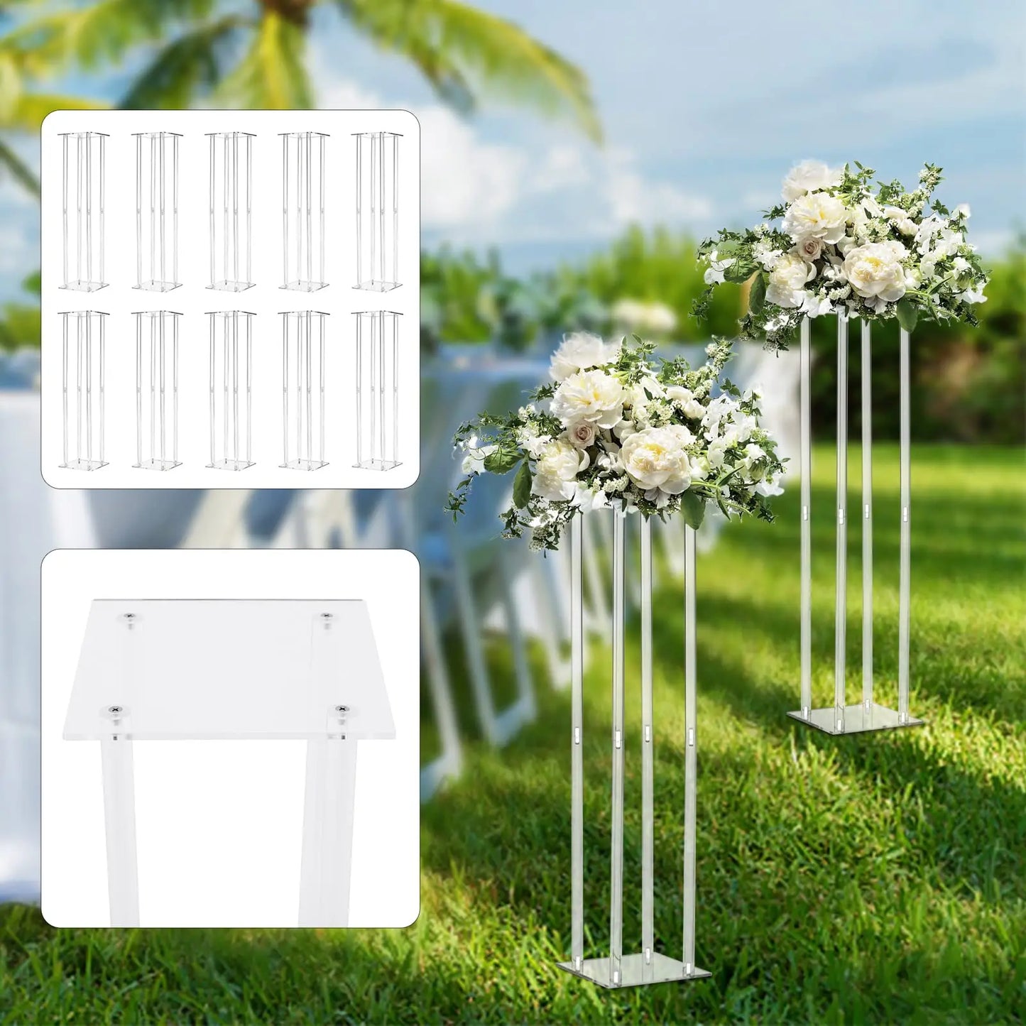 Transparent Acrylic Vase Column Stand For Elegant Wedding Centerpiece