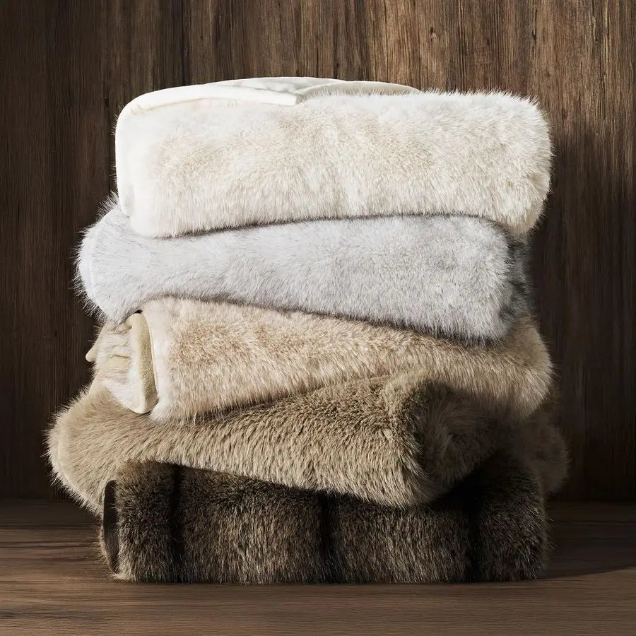 Lux Faux Fur Throw Blanket Soft Plush Mink For Sofa