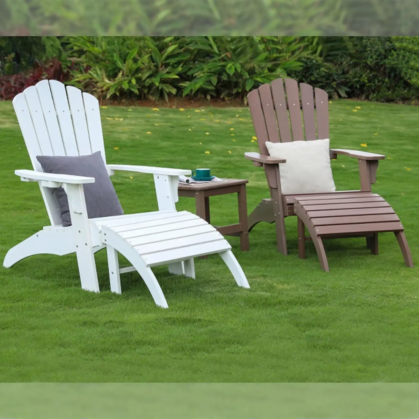 Poly Lumber Adirondack Chair Set With Cup Holder Weather Resistant