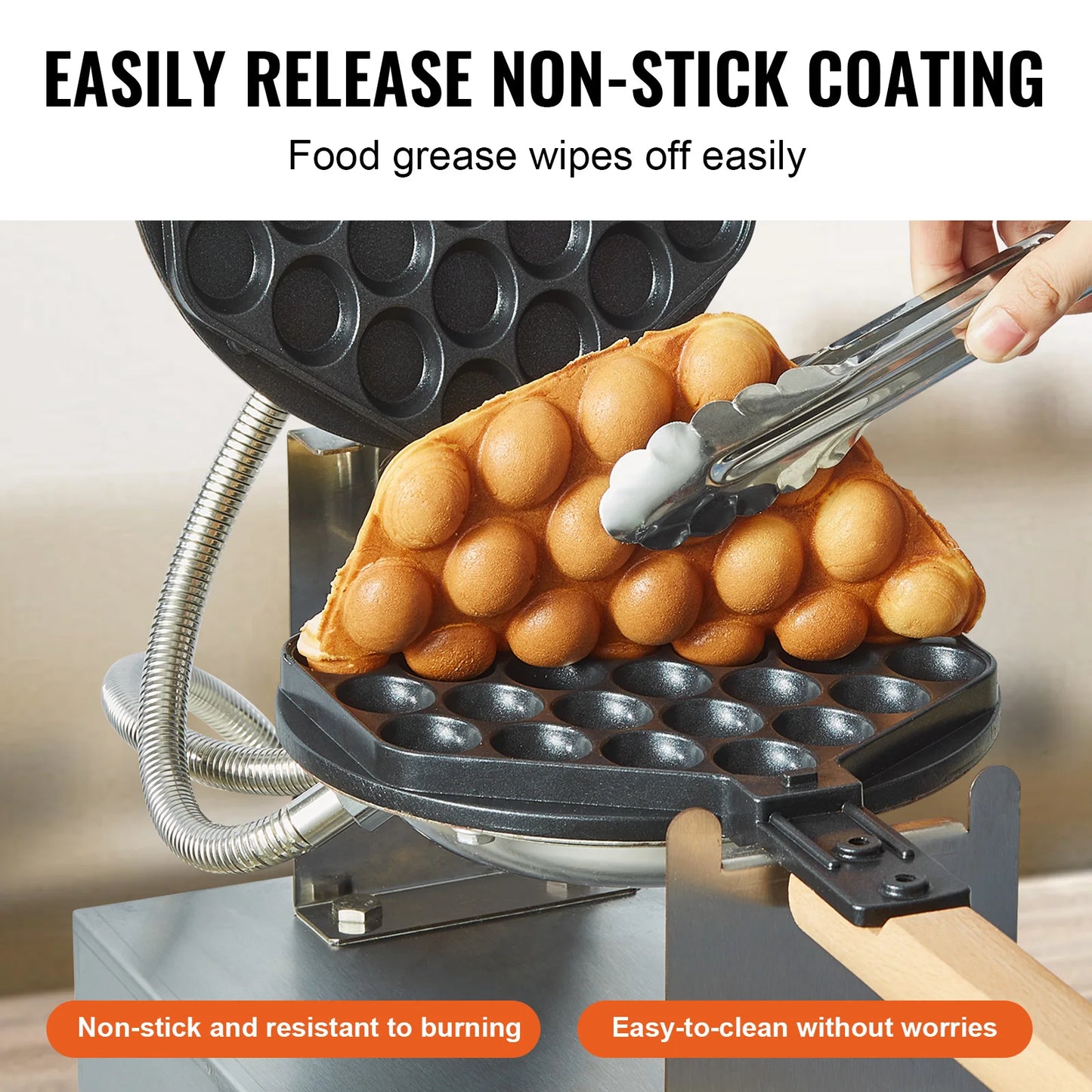 SucceBuy Commercial Egg Bubble Waffle Maker 1400W Nonstick Rotatable Two Pan
