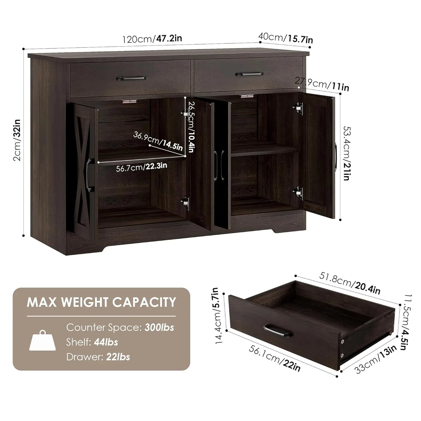 Buffet Cabinet With Storage Modern Farmhouse Kitchen Sideboard