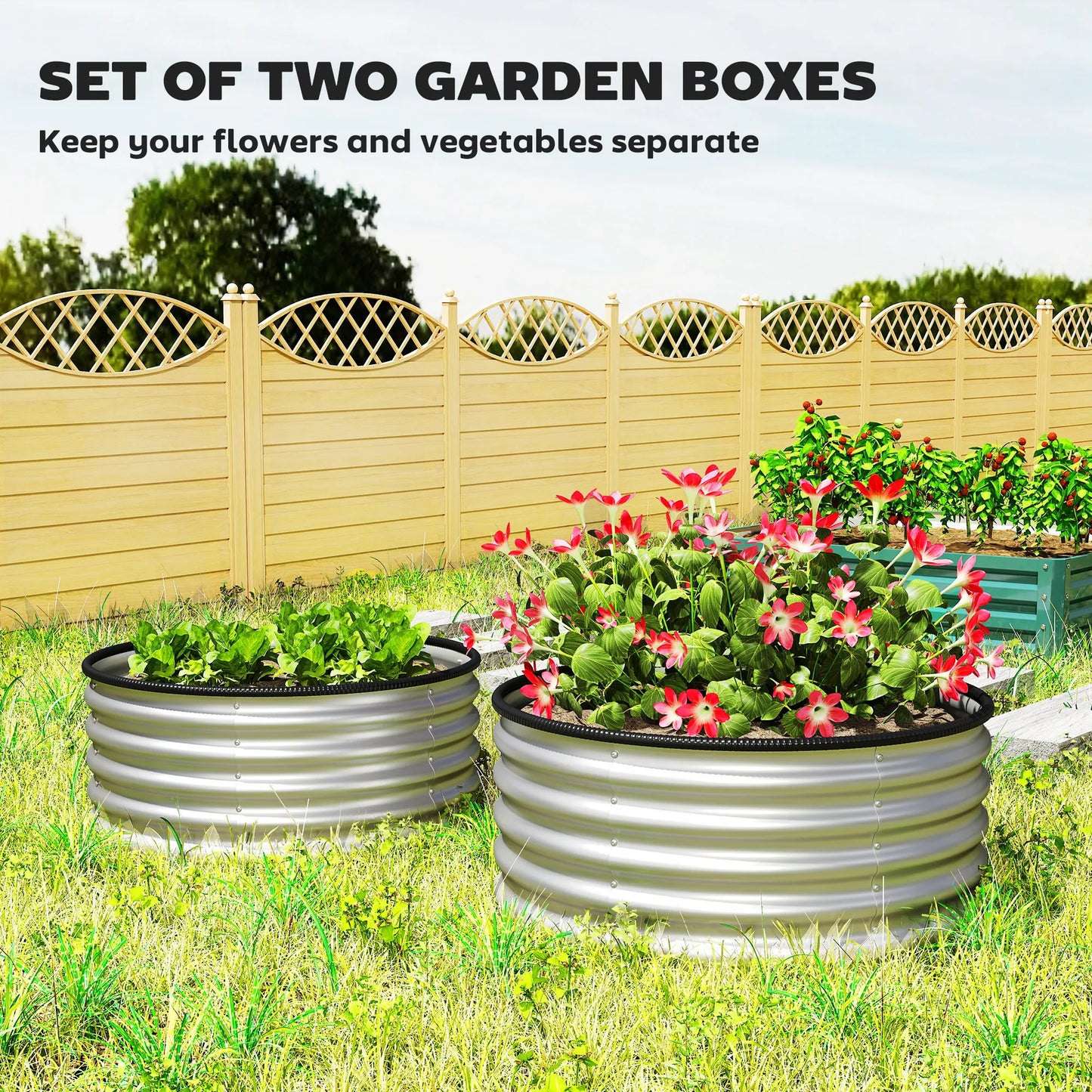 Raised Garden Beds Set Of 2 Galvanized Planter Boxes