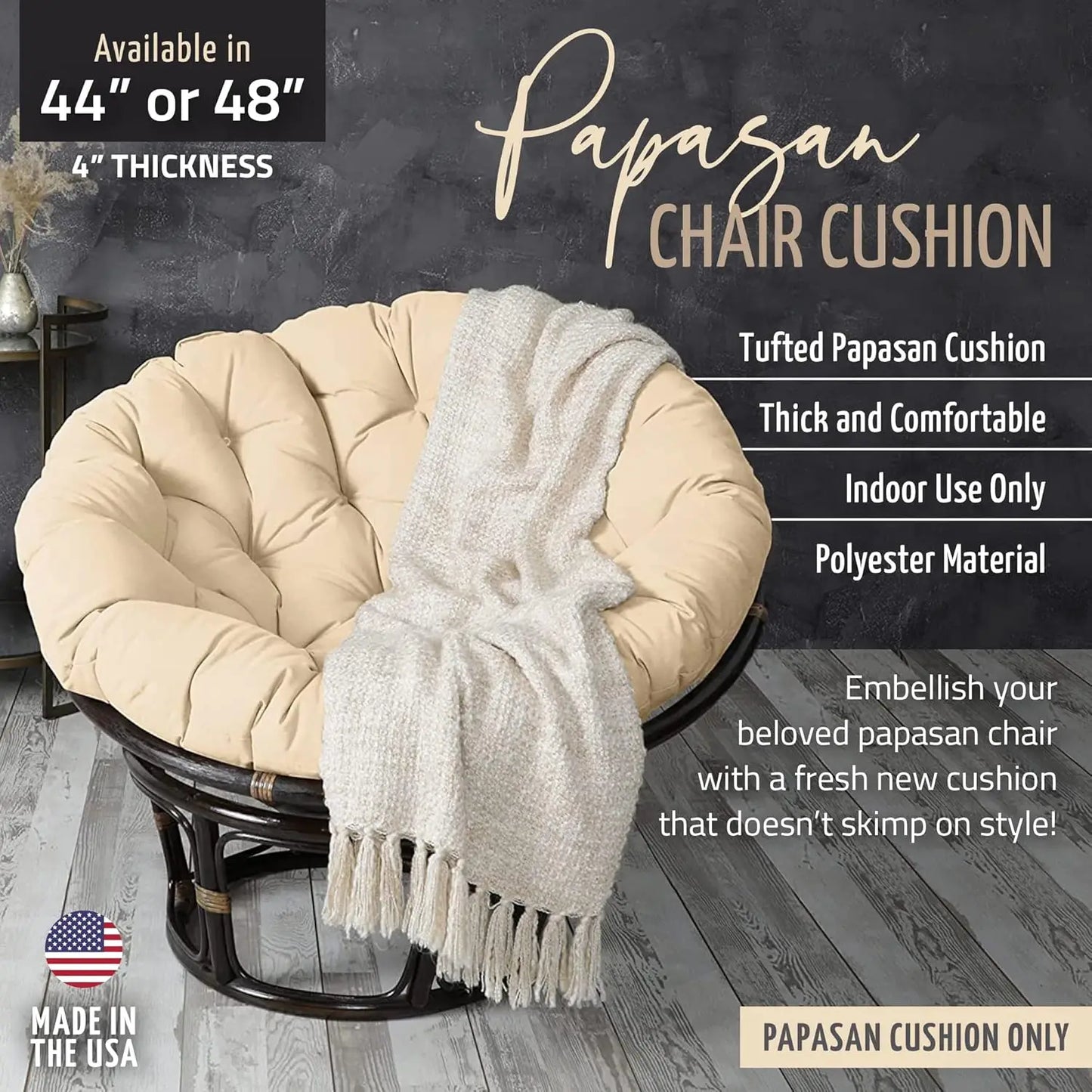 Tufted Papasan Cushion Round Floor Pillow For Indoor Furniture
