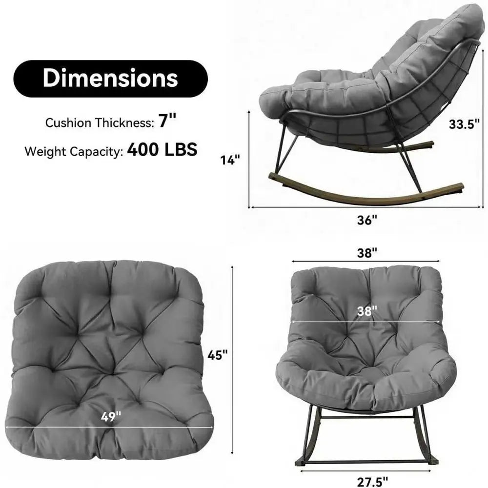 Outdoor Rocking Chairs Set, Two Papasan And Egg Chairs For Patio