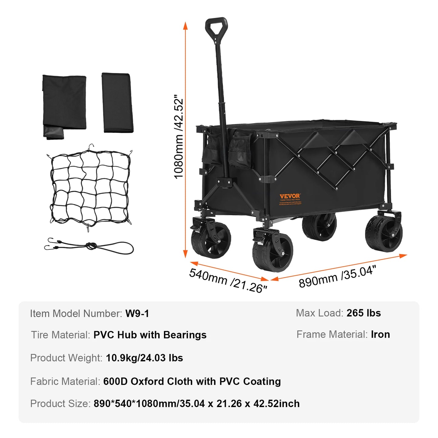 SucceBuy Collapsible Folding Wagon All Terrain Beach Cart