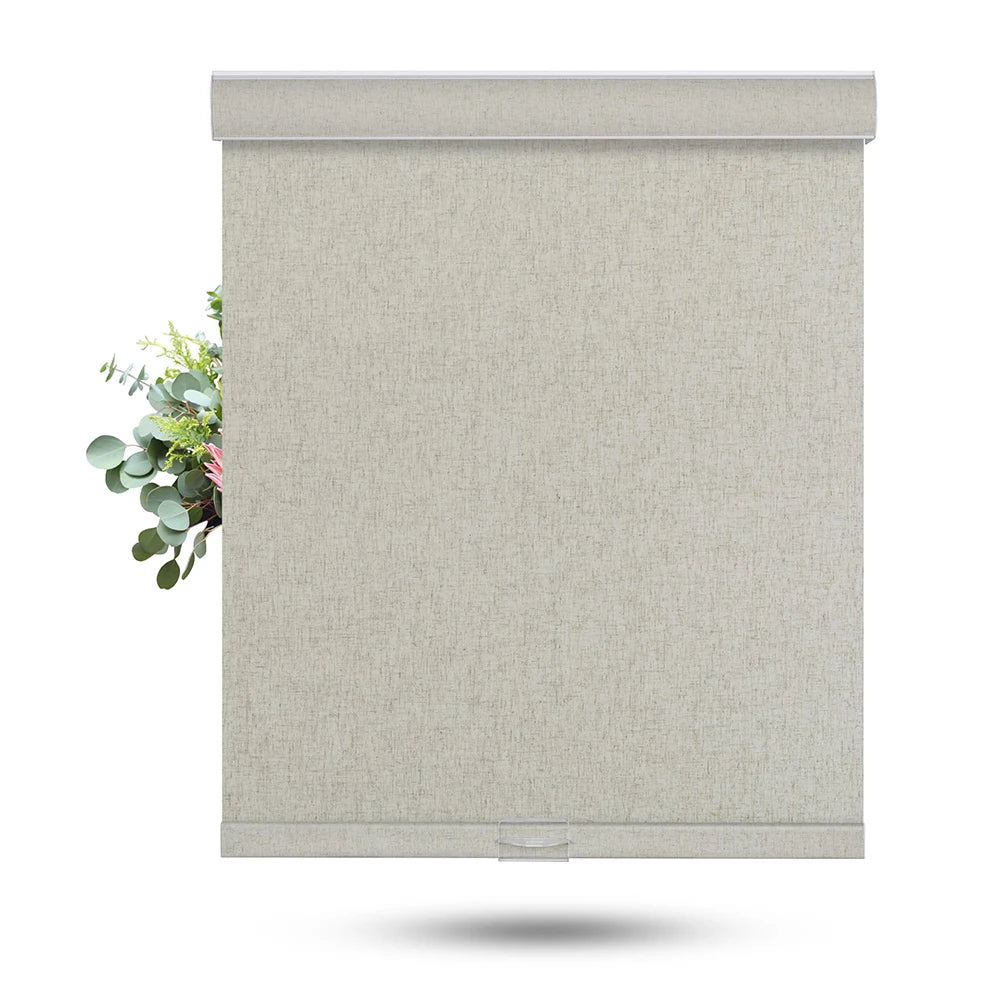 Pocageum Cordless Cassette Roller Shade Linen 100 Percent Blackout Blinds