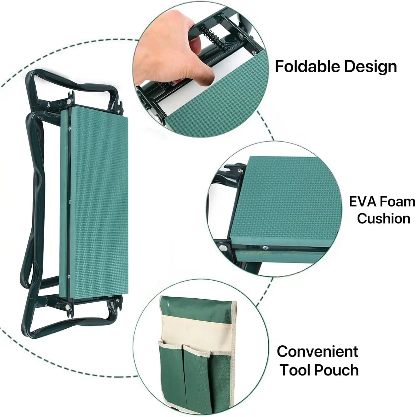 Foldable 2-In-1 Garden Kneeler And Seat With Detachable Tool Bag