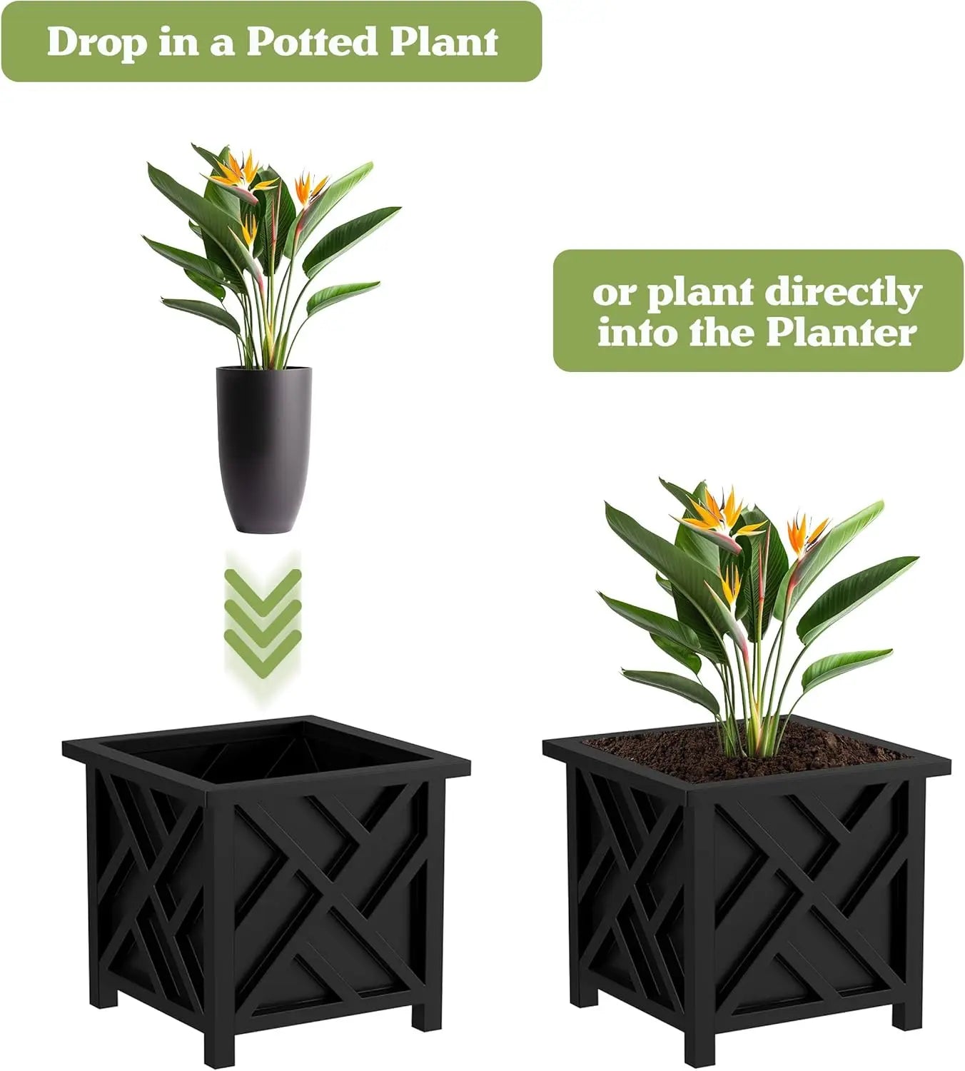 Lattice Design Outdoor Planter Box For Front Porch Patio Garden