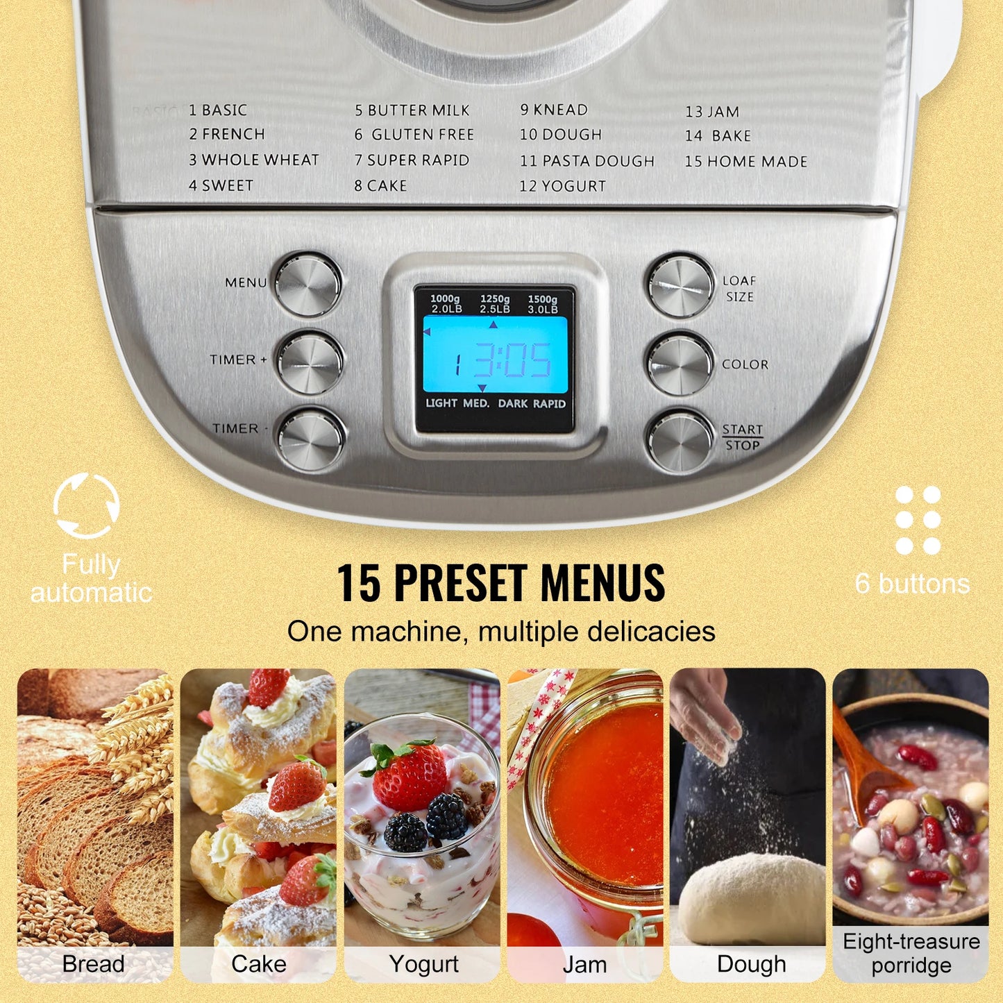 SucceBuy 15-In-1 Bread Maker With Gluten-Free Setting