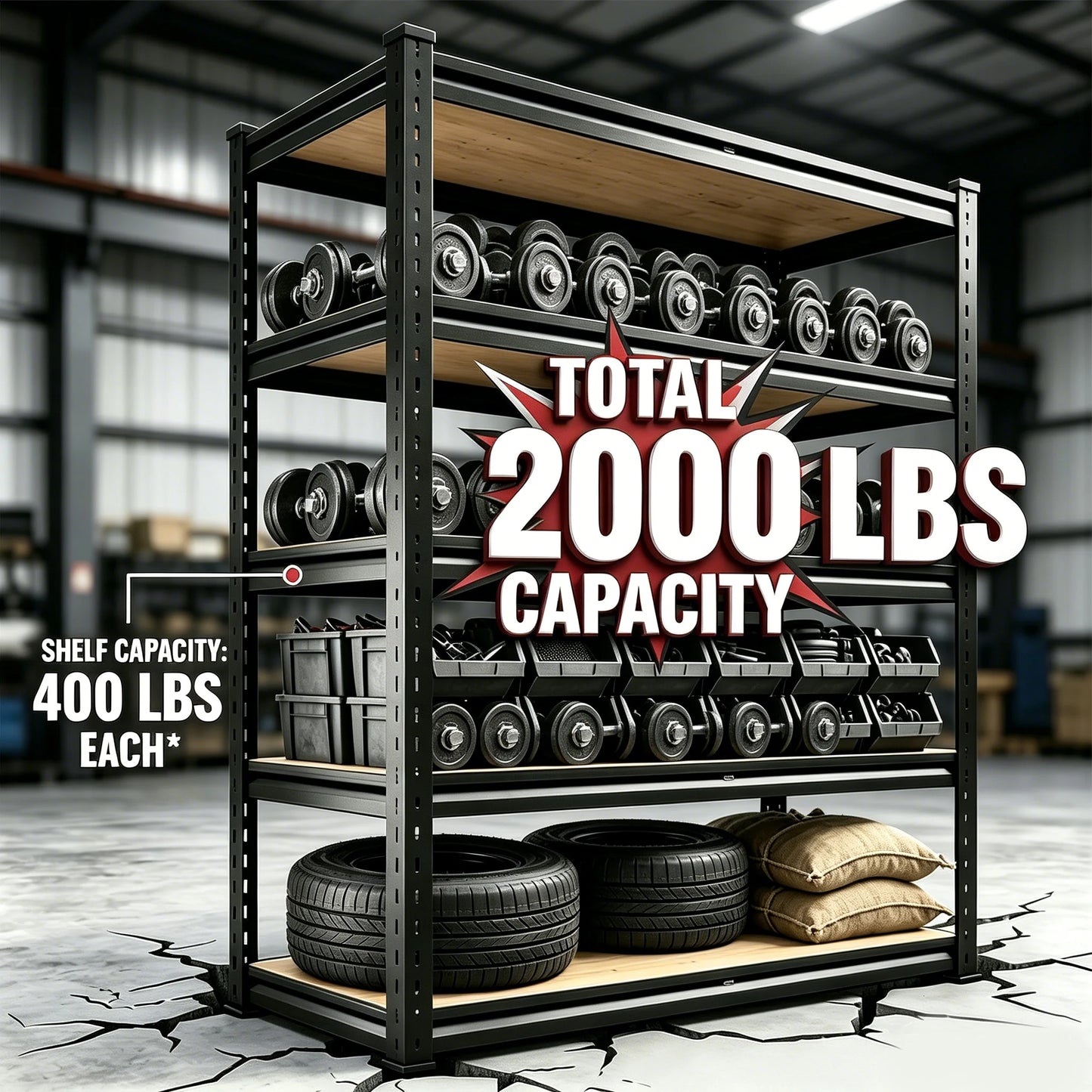 Heavy Duty 5-Tier Metal Storage Rack With Adjustable Shelving