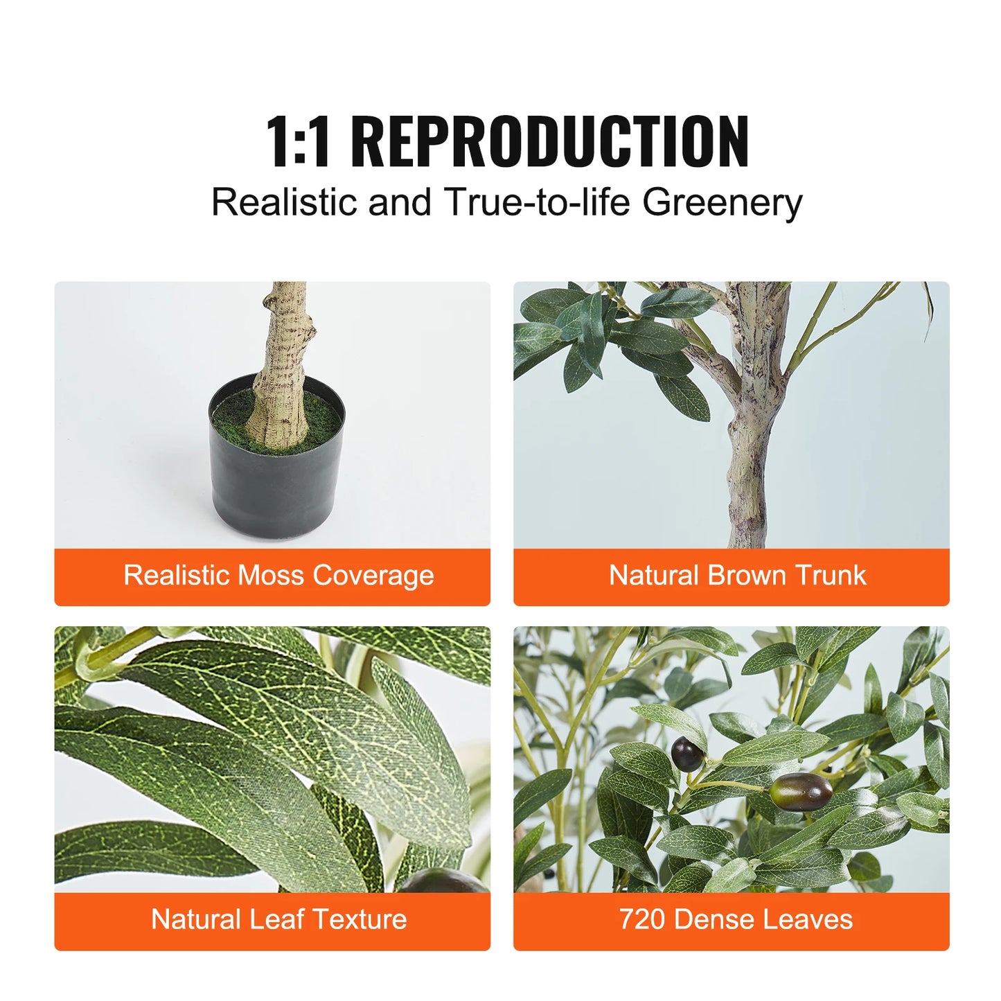 SucceBuy Artificial Olive Tree Anti-Tip Low-Maintenance Faux Plant