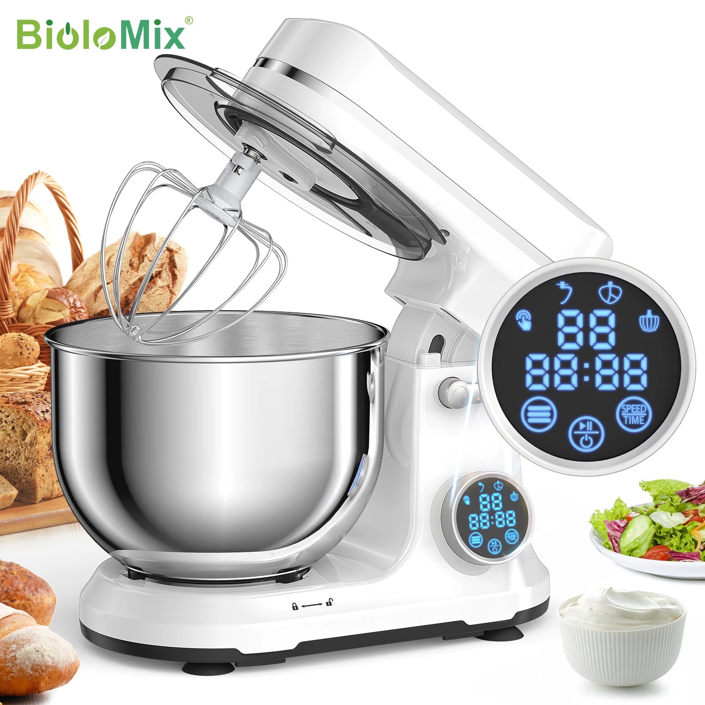 Biolomix 1200W Stand Mixer With 11 Speeds And Digital OLED