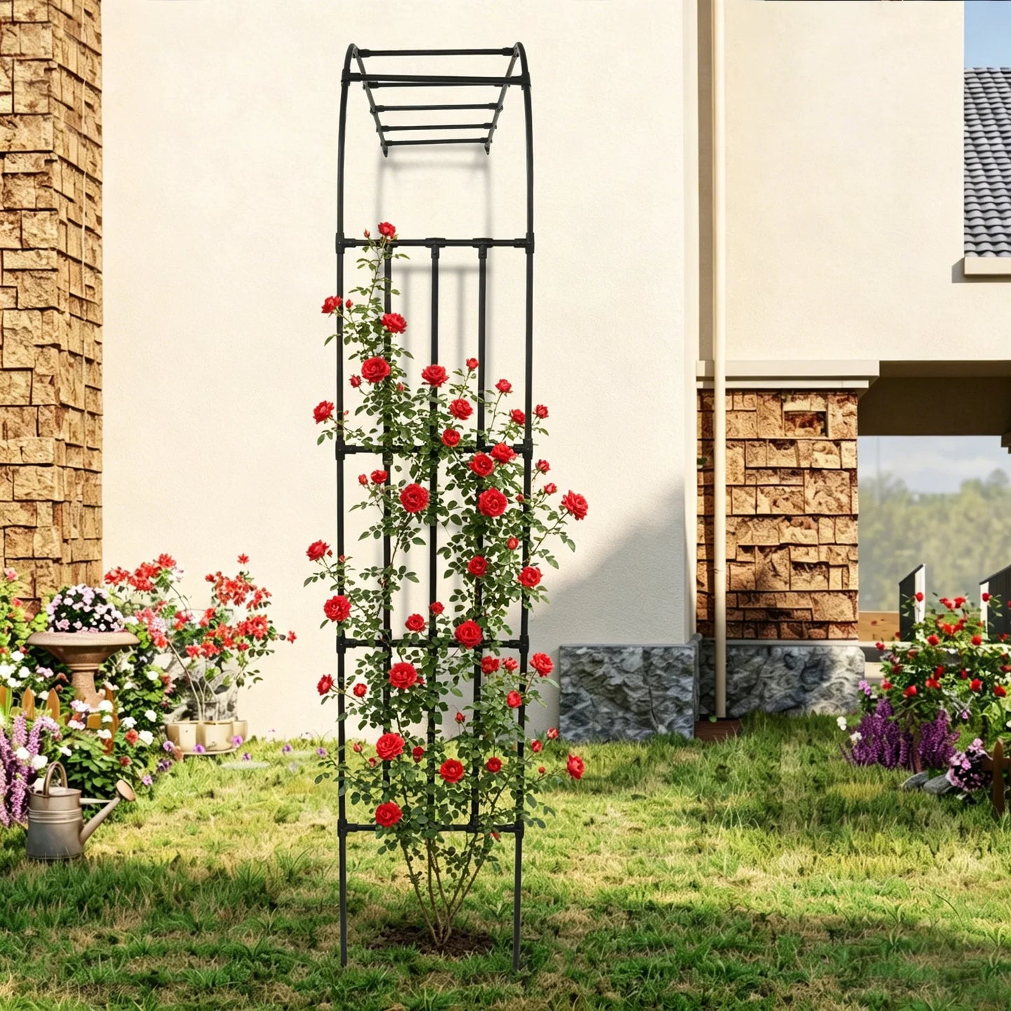 Half Side Garden Arch Trellis Steel Free Standing Wedding Arch
