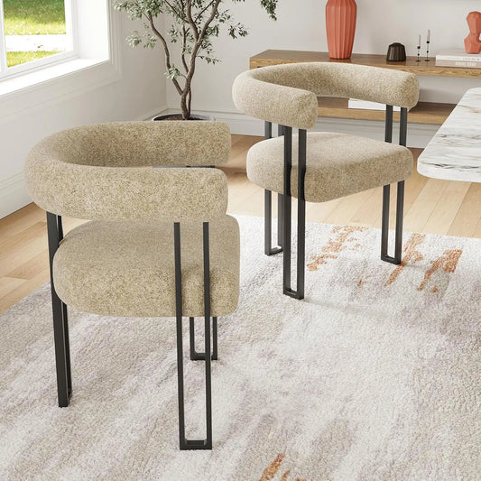 FARINI Bouclé Upholstered Dining Arm Chairs Modern Cushioned Set