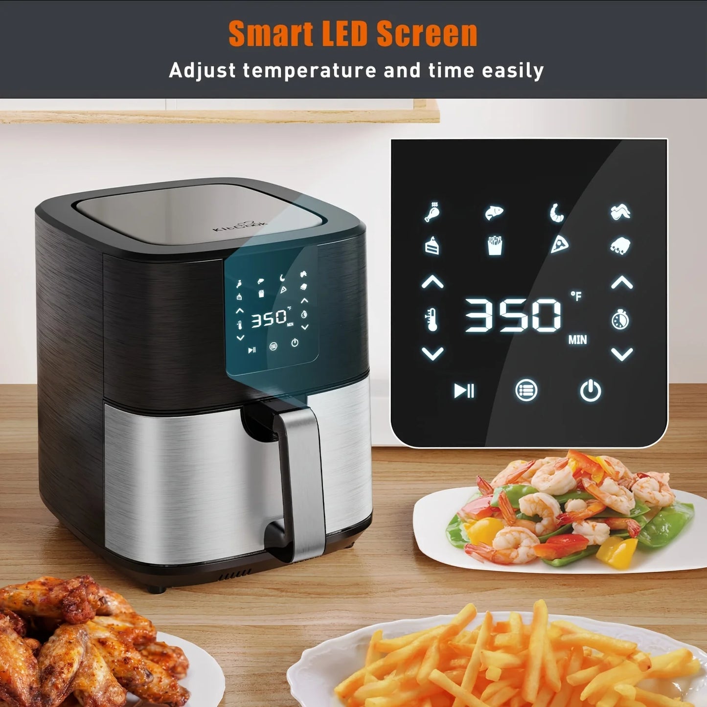 KitCook 1500W Air Fryer With Eight Presets And Digital Screen