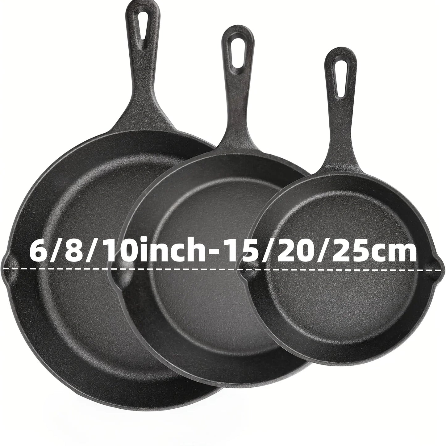 AEDG 3-Piece Cast Iron Skillet Set Pre-Seasoned For Oven Grill