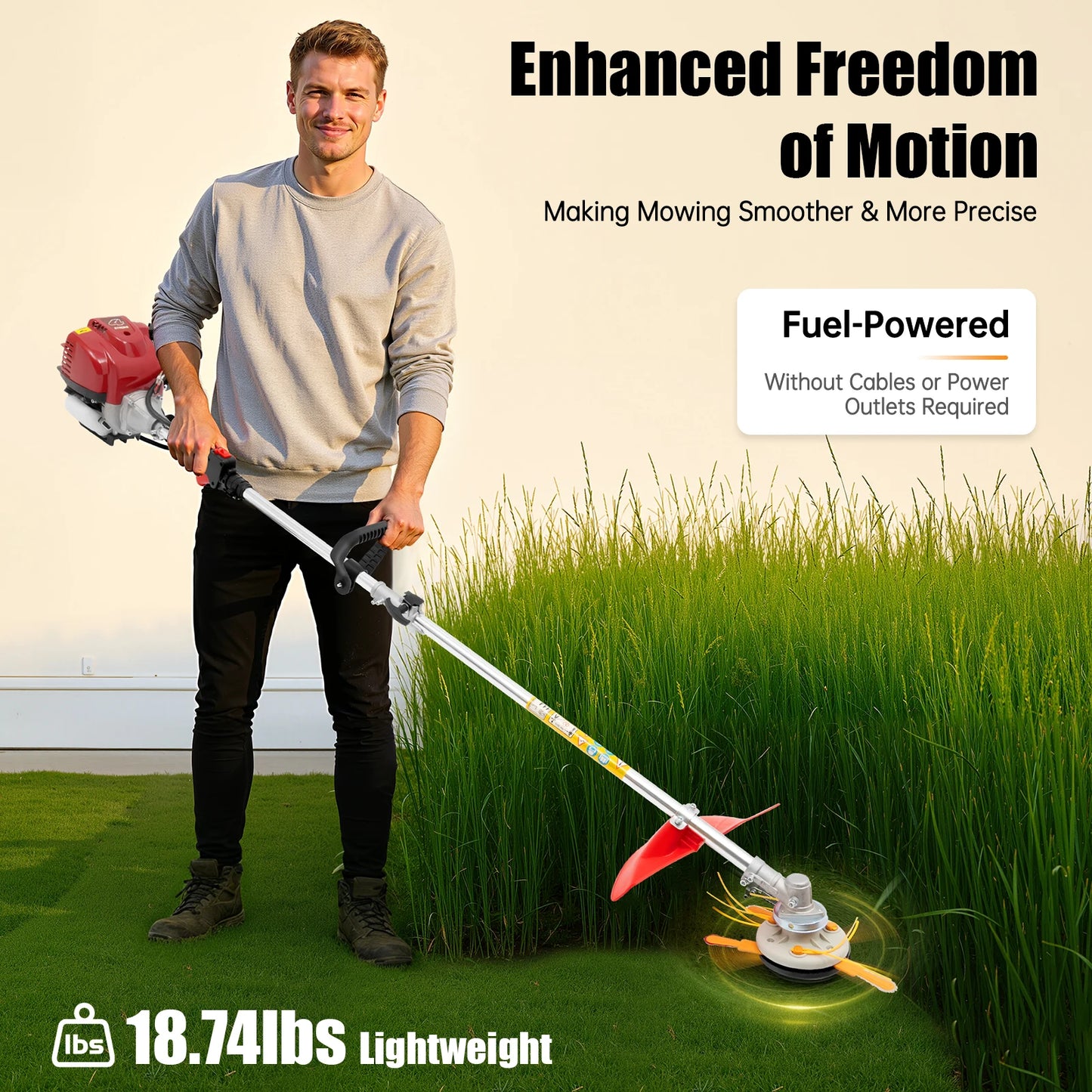 CNCEST 4-Stroke Gas Brush Cutter 8500 RPM With 2T Blade