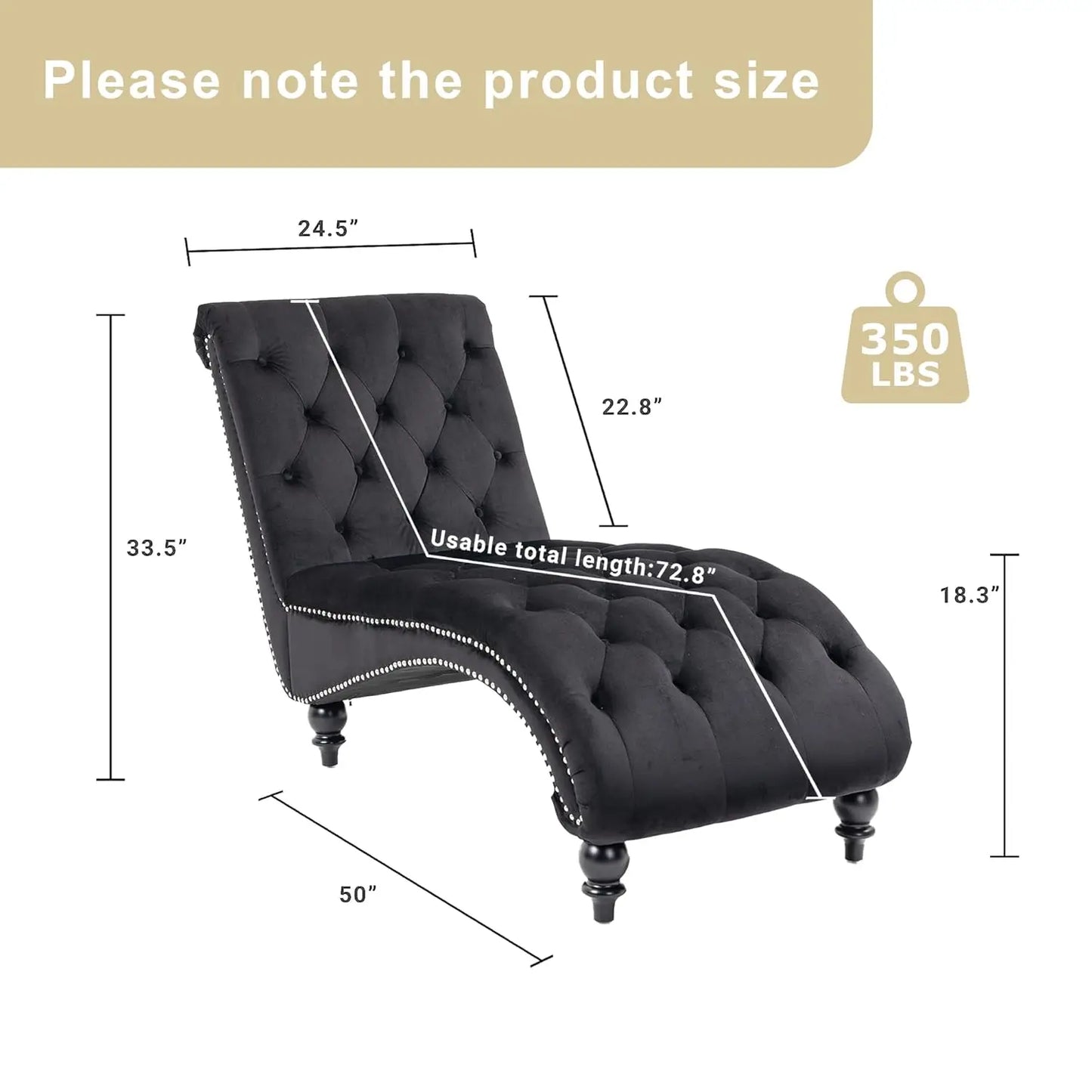 Armless Velvet Chaise Lounge Chair With Tufted Back And Pillow