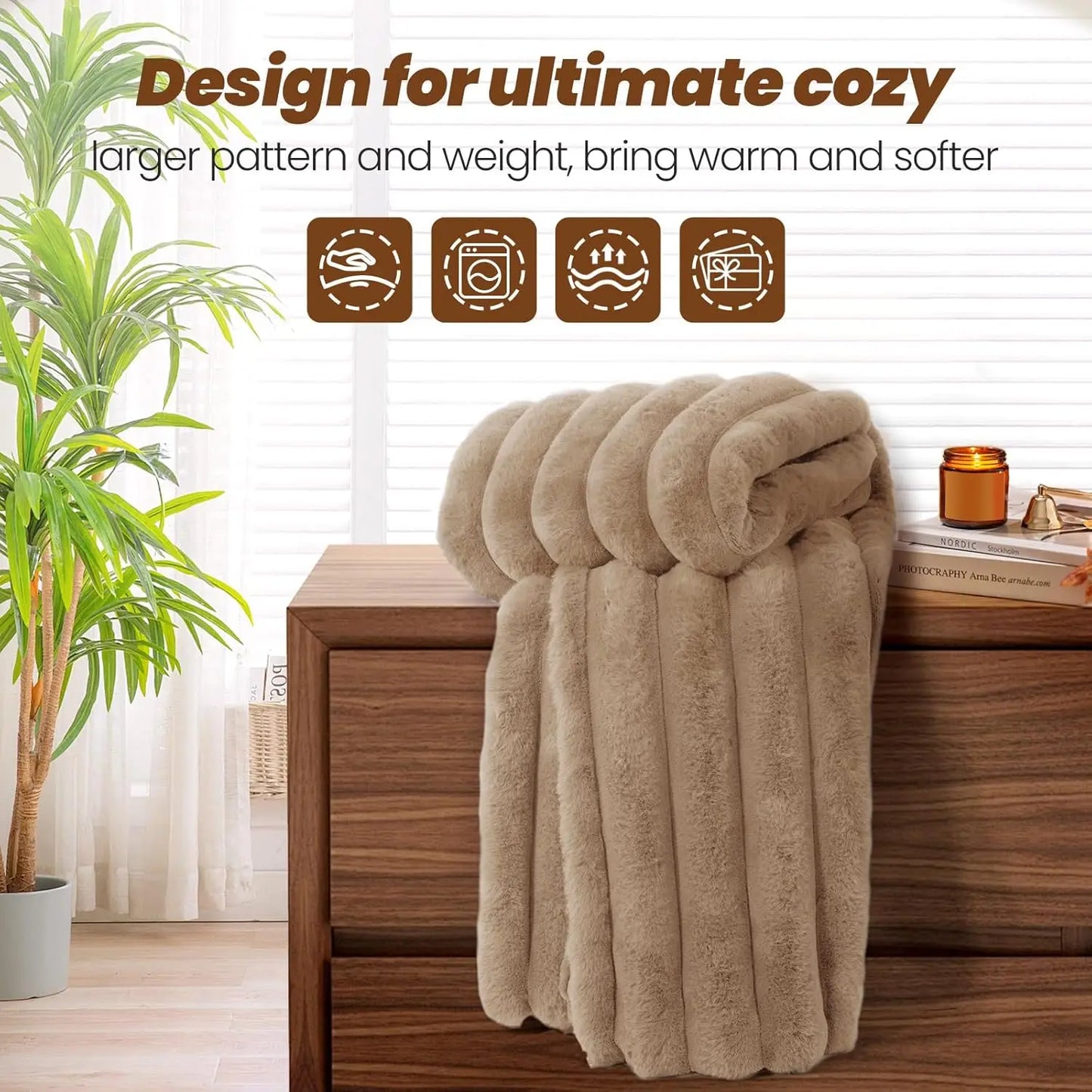 Cozy Plush Coral Fleece Blanket For Couch And Bedroom