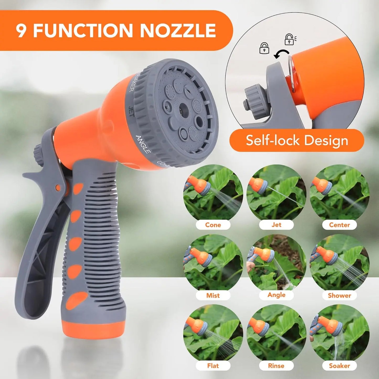 TWISTER.CK Retractable Garden Hose Reel With 9-Function Sprayer Nozzle