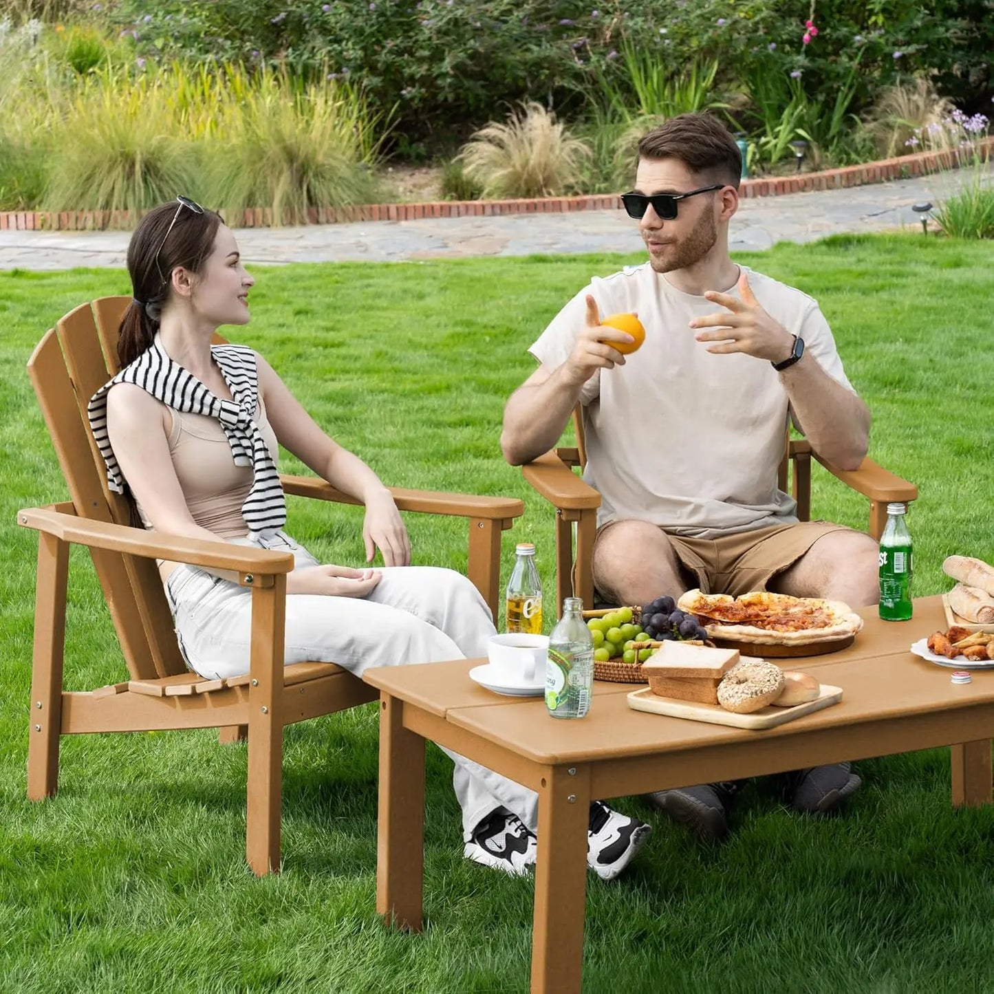 Outdoor Patio Stackable HDPE Adirondack Chairs Set of 4