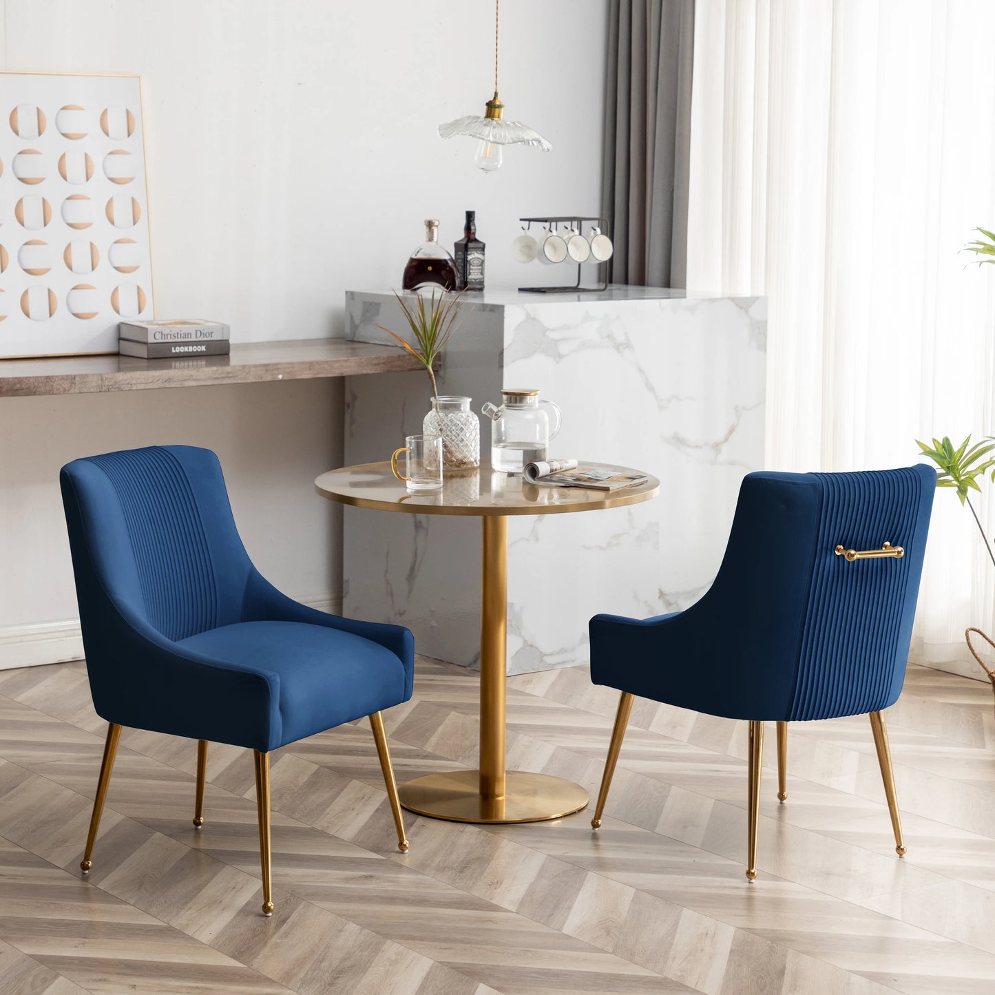 SEYNAR Modern Glam Boucle Velvet Dining Chair Set of Two