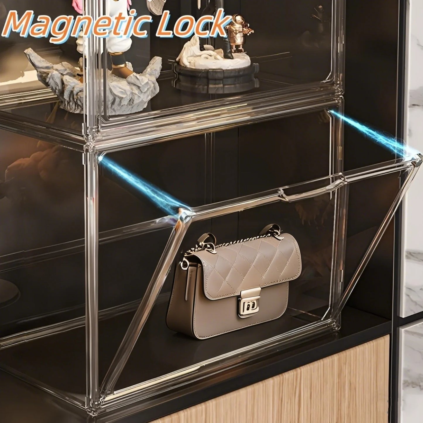 Clear Display Box Organizer With Magnetic Door Large Capacity Storage