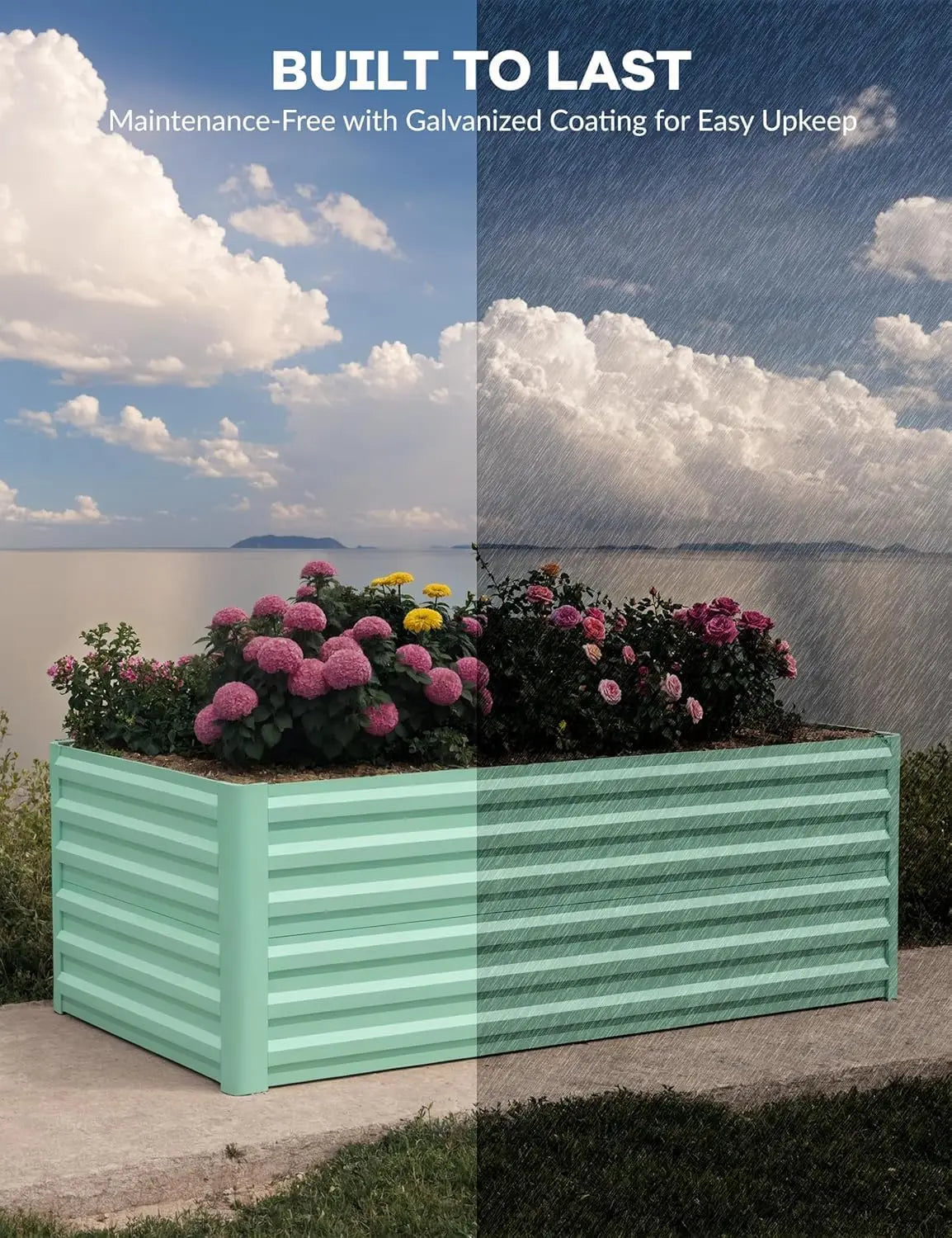 HiMISS Heavy Duty Galvanized Raised Garden Bed Planter Box