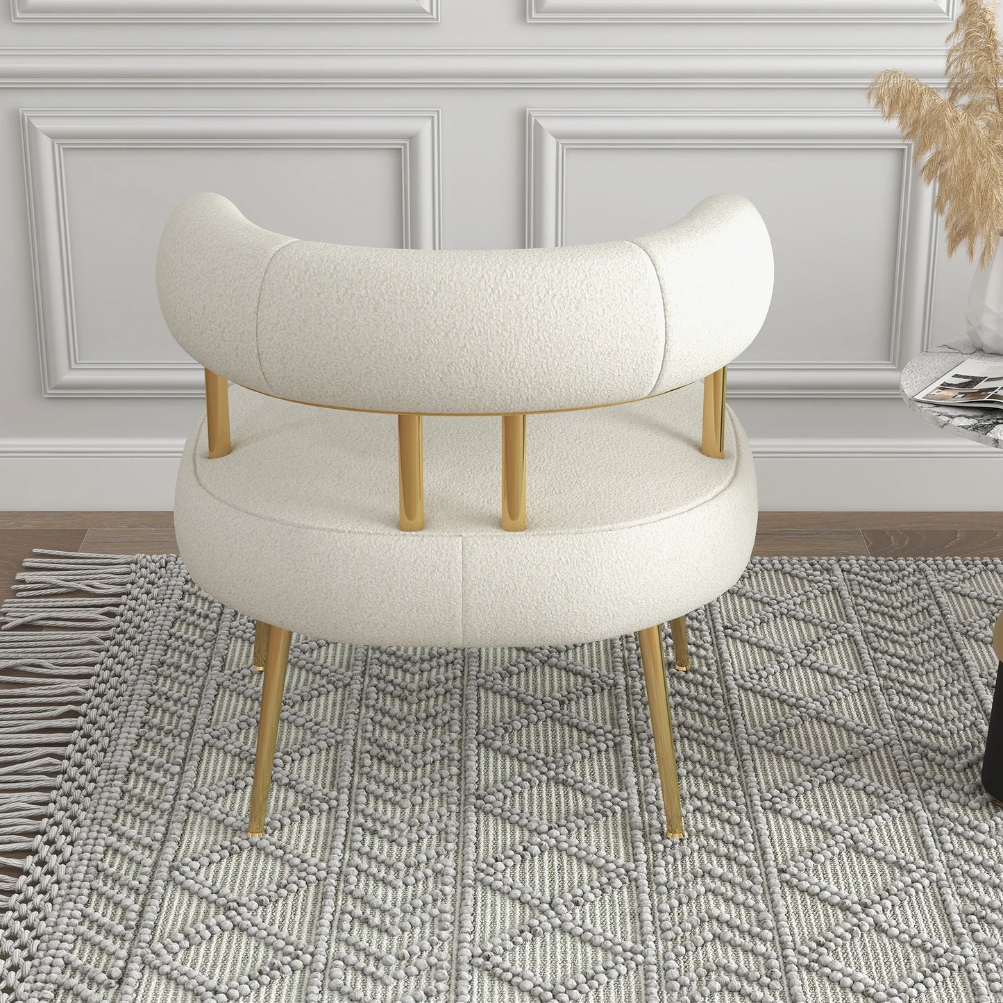 Elegant Mid Century Velvet Accent Chair With Golden Legs
