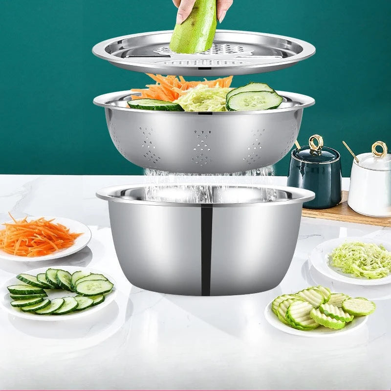 Multifunctional Vegetable Slicer Set With Drain Basket