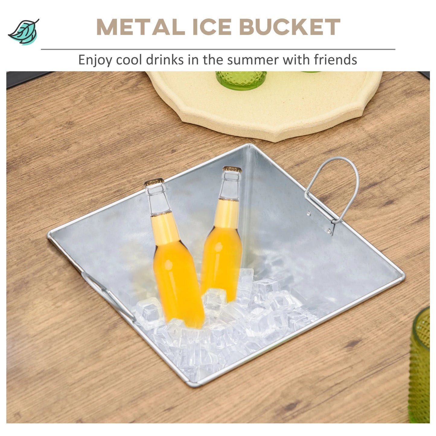 Steel Patio Dining Set With Ice Bucket And Rocking Chairs