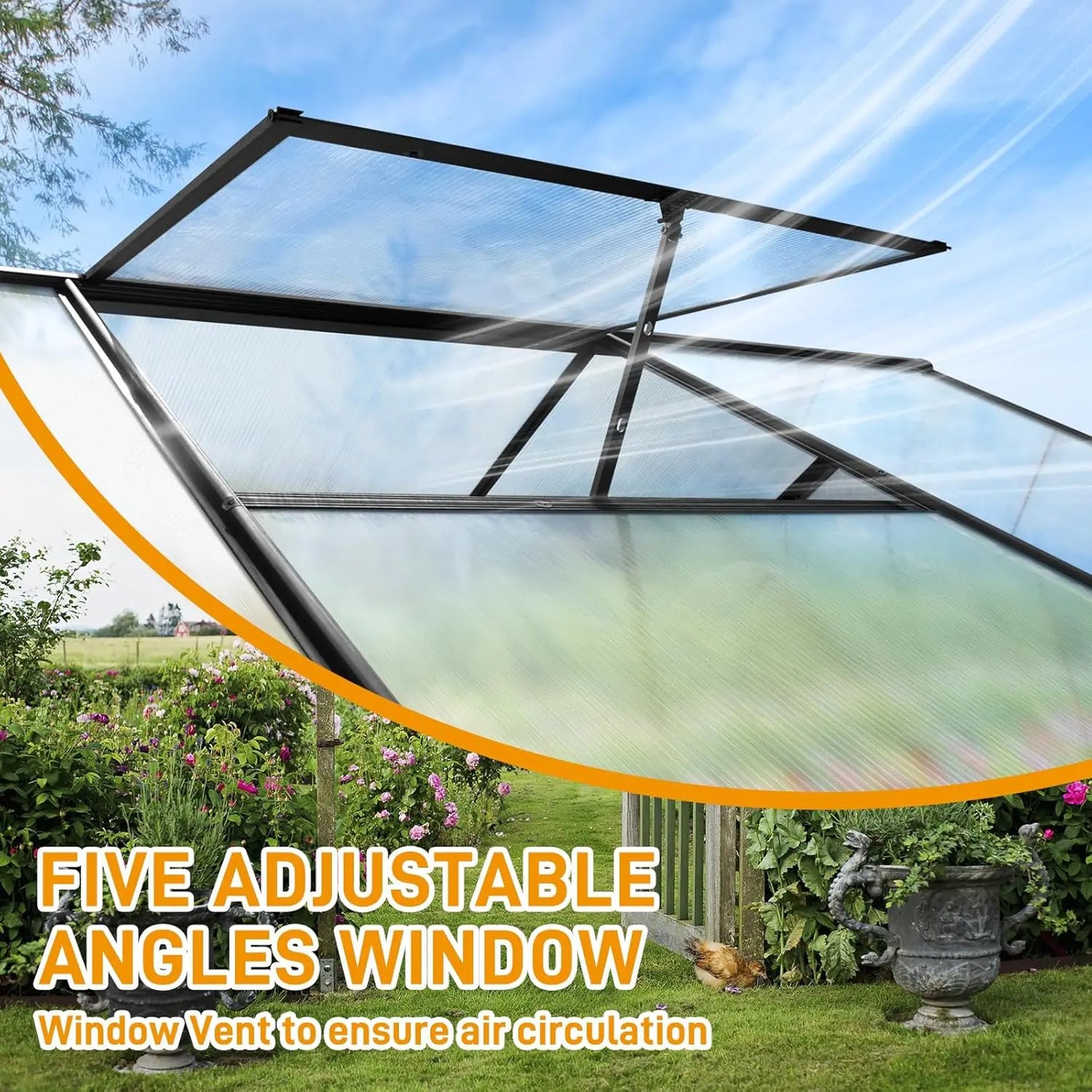Aluminum Walk In Greenhouse With Polycarbonate Panels