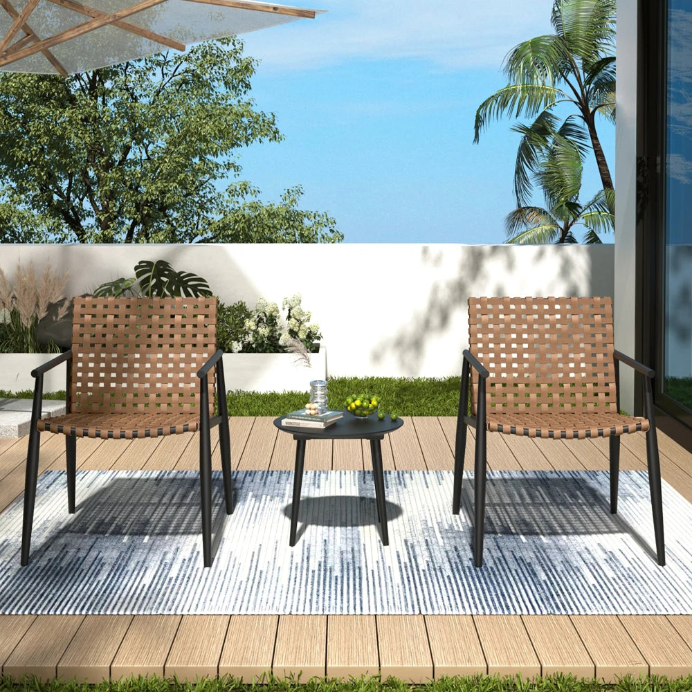LISM PE Rattan Chat Set Two Chairs With Glass Table
