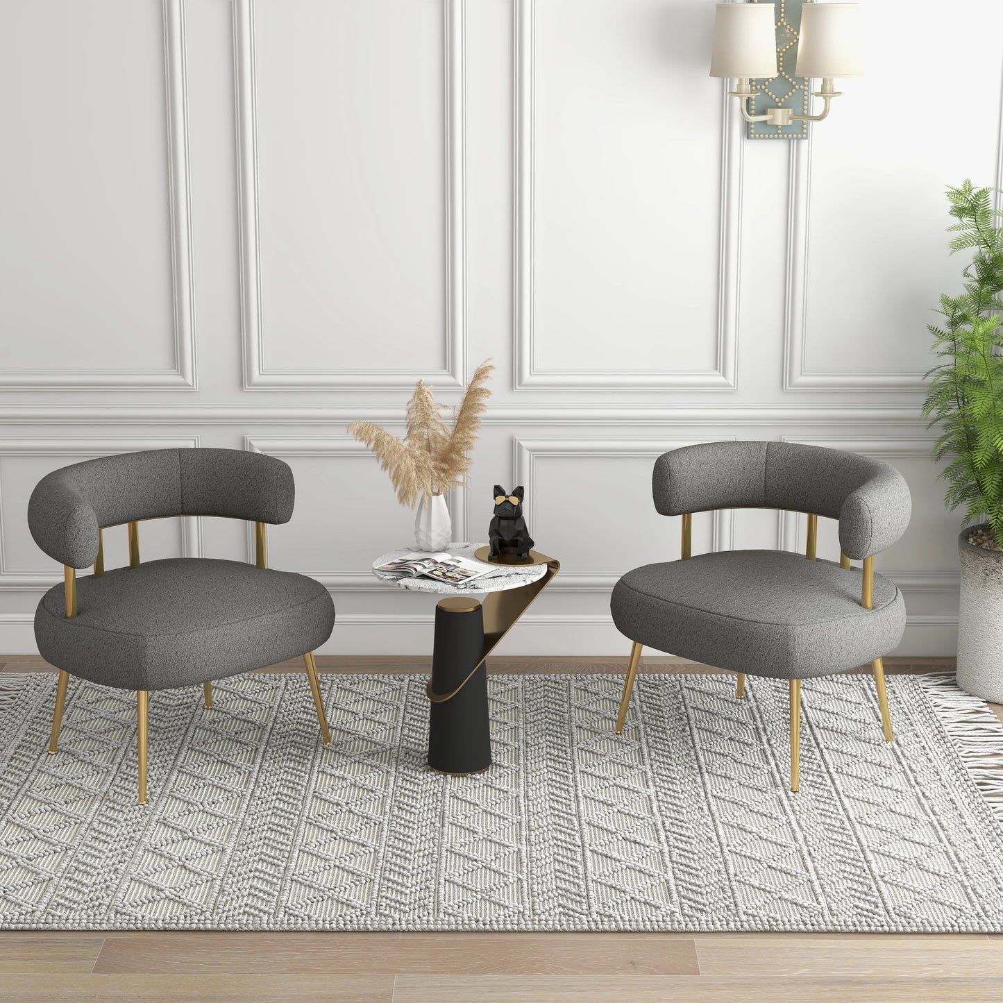 Elegant Mid Century Velvet Accent Chair With Golden Legs