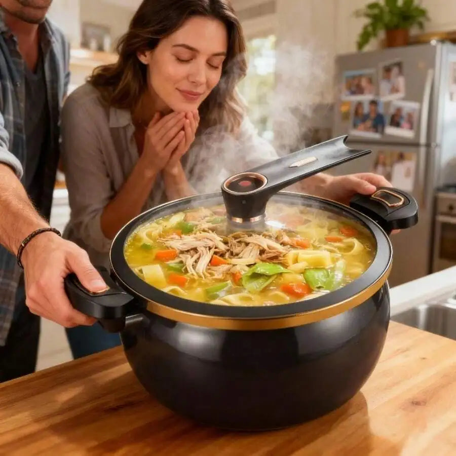 XMSJ Nonstick Soup Pot With Twist Lock Handle Multifunction