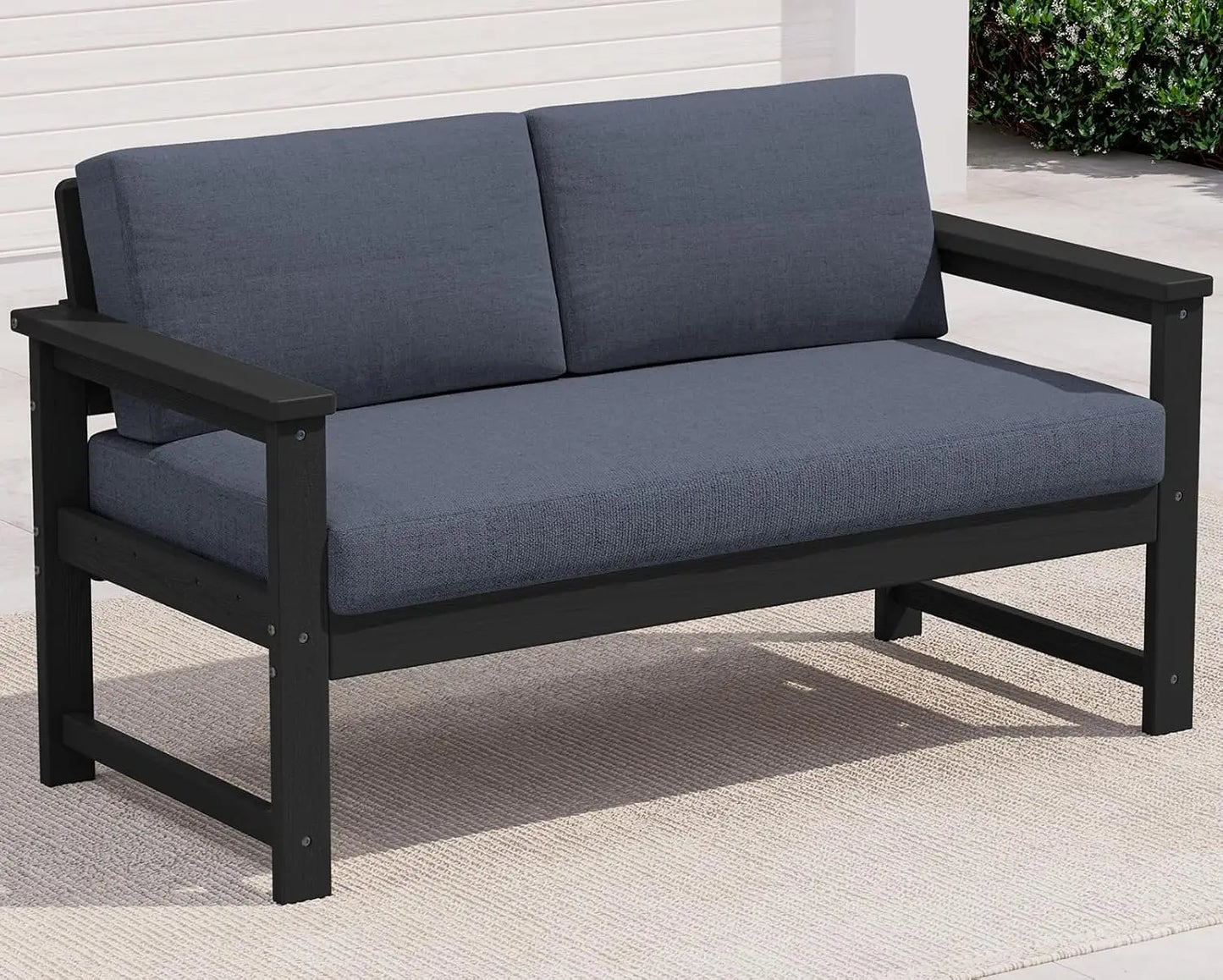 Frame All-Weather HDPE Outdoor Loveseat With Cushions