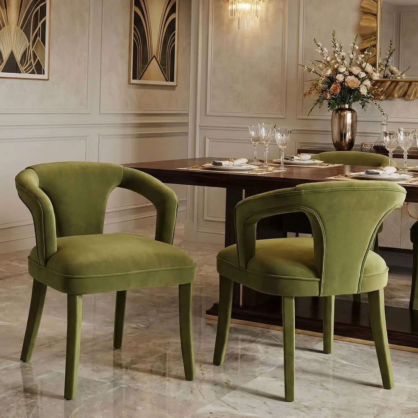 GUOHE Mid Century Modern Walnut Dining Chairs Set Of 2