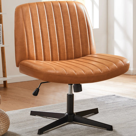 JHK Cross Legged Office Rocking Chair With Adjustable Swivel Desk