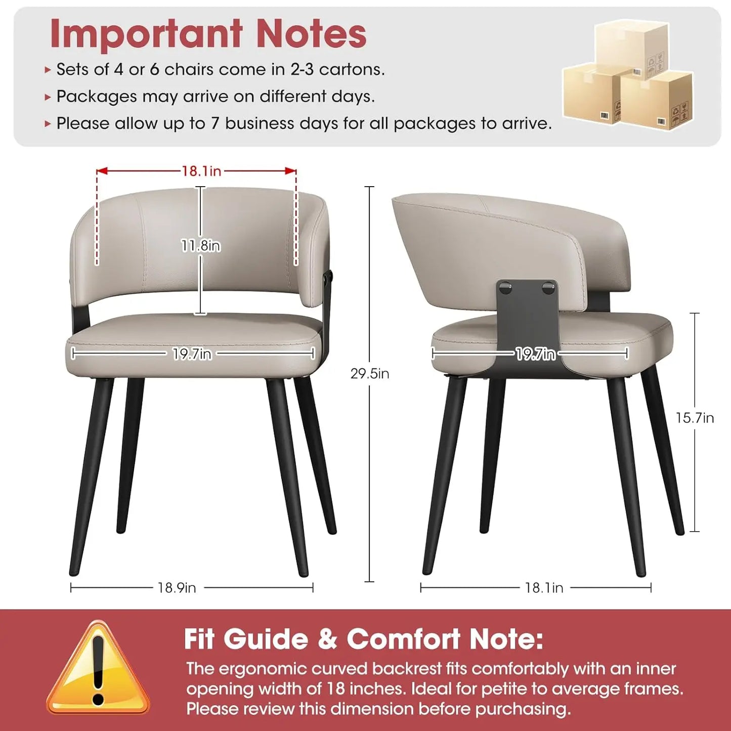 GUOHE Modern Dining Chairs Set Of 2 Upholstered Faux Leather