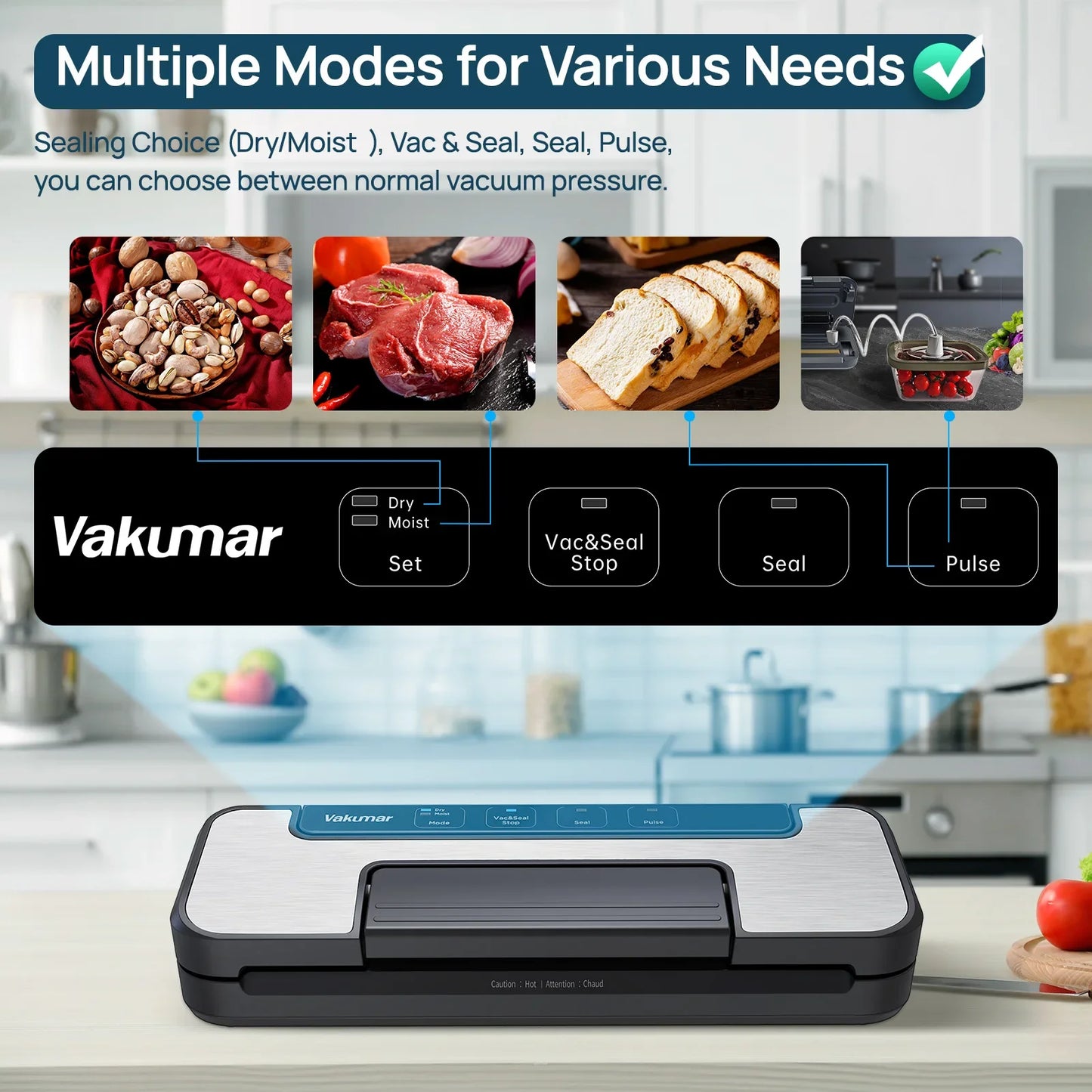 Vakumar VH1506 Vacuum Sealer Machine For Sous Vide Family Kitchen