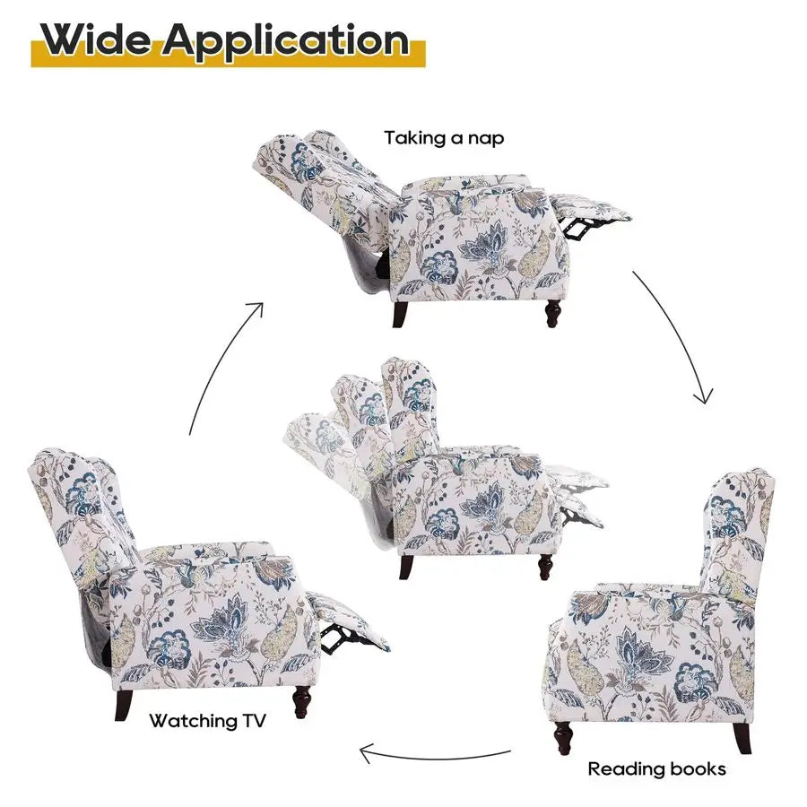XMSJ Century Modern Wingback Recliner Chair for Adults Manual Reclining