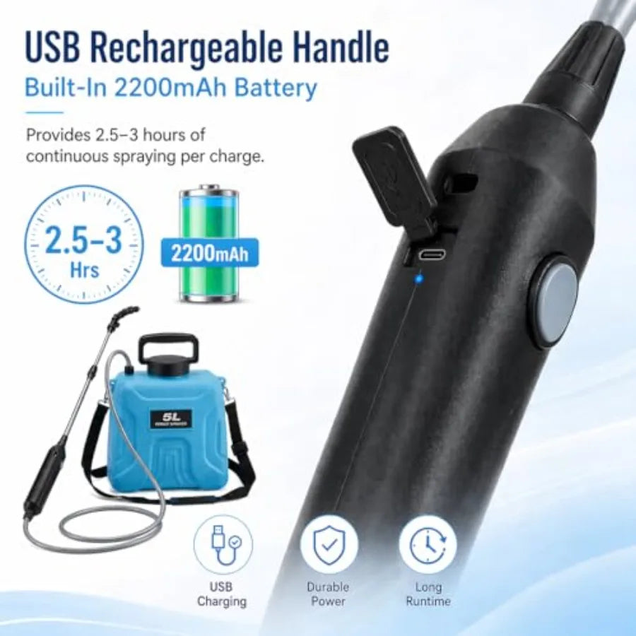Cordless USB Rechargeable Plant Sprayer With Extendable Wand