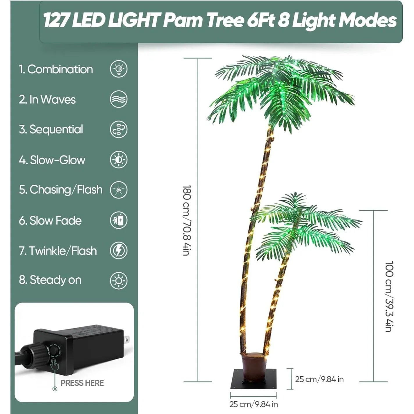 Palm Tree Lights 192 LED Outdoor Decor for Patio Yard