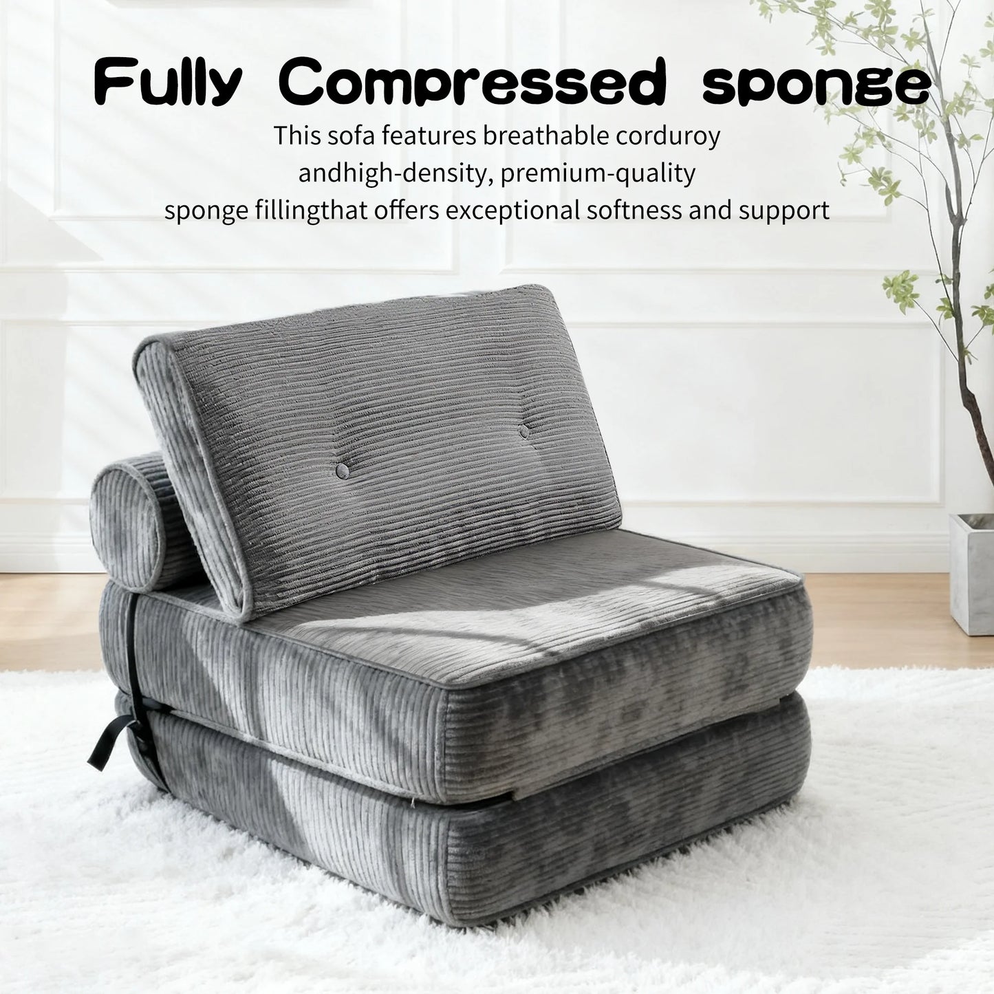 LISM Space Saving Sofa Bed With Vacuum Compression Mattress