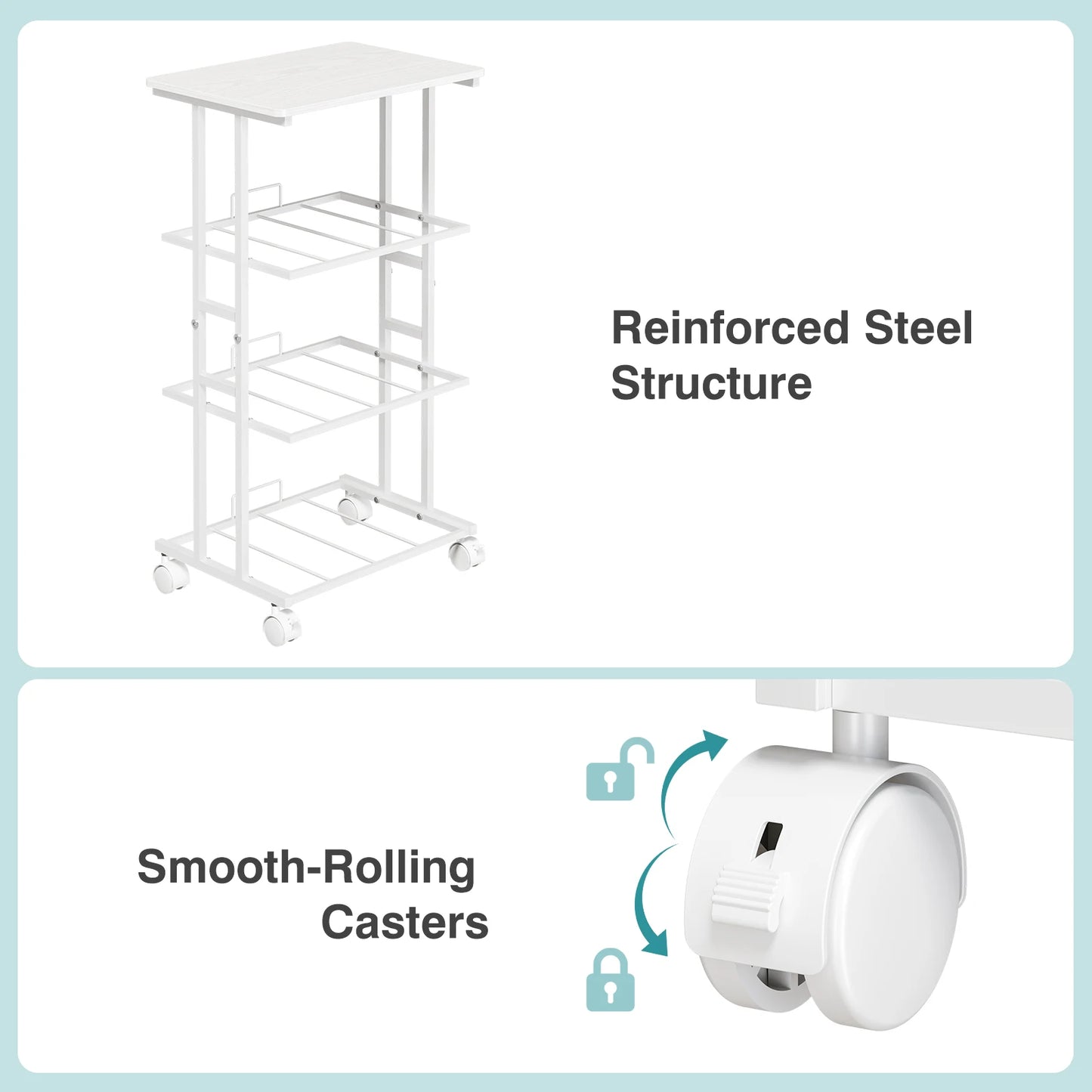 JHK Rolling Dresser Storage Cabinet With Steel Frame And Wheels