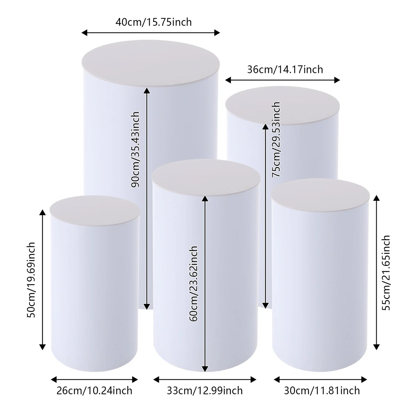 Bymaocar Round Cylinder Dessert Cake Stands 5 Pack PVC