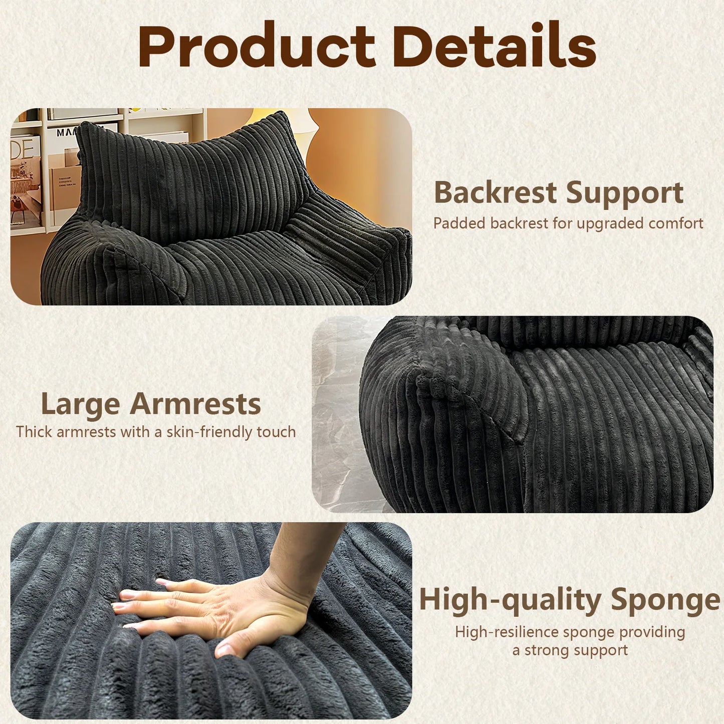 Reading Chair Bean Bag for Adults Living Room Furniture
