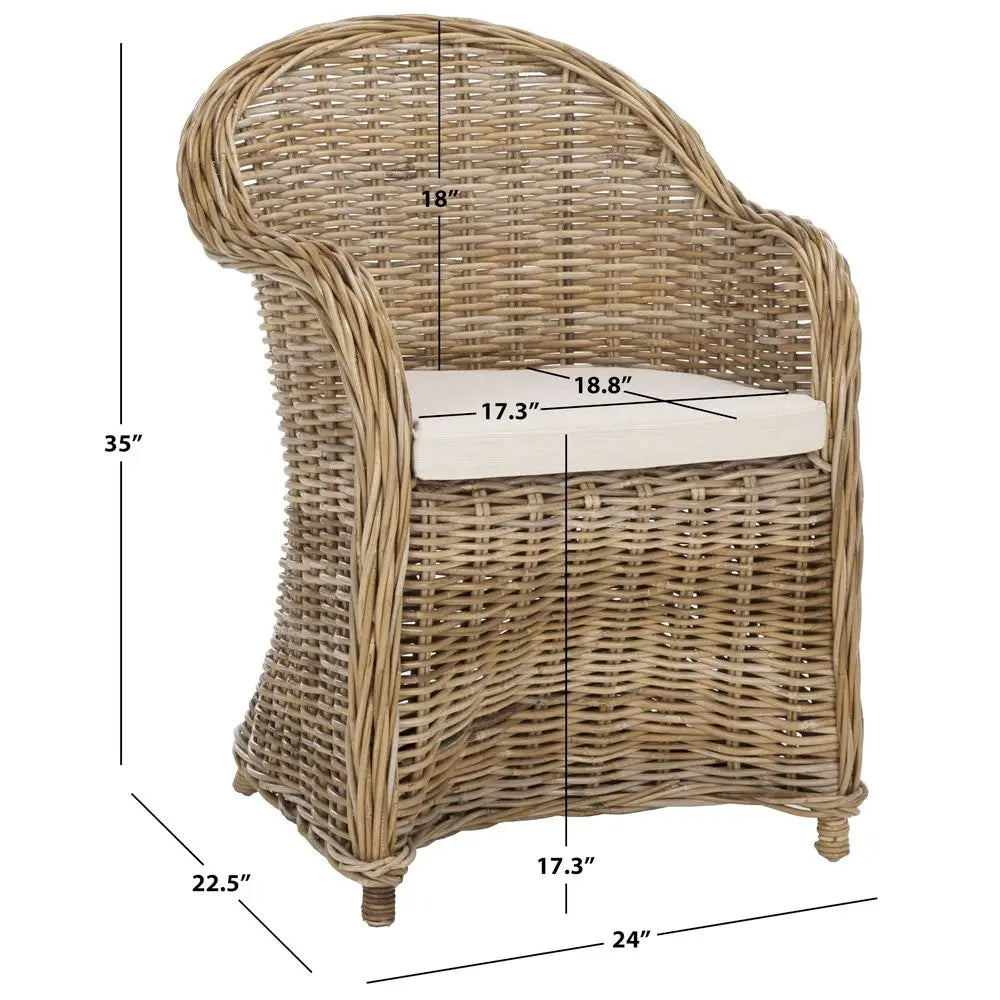 Home Collection Zane Natural Wicker Club Chair Standard