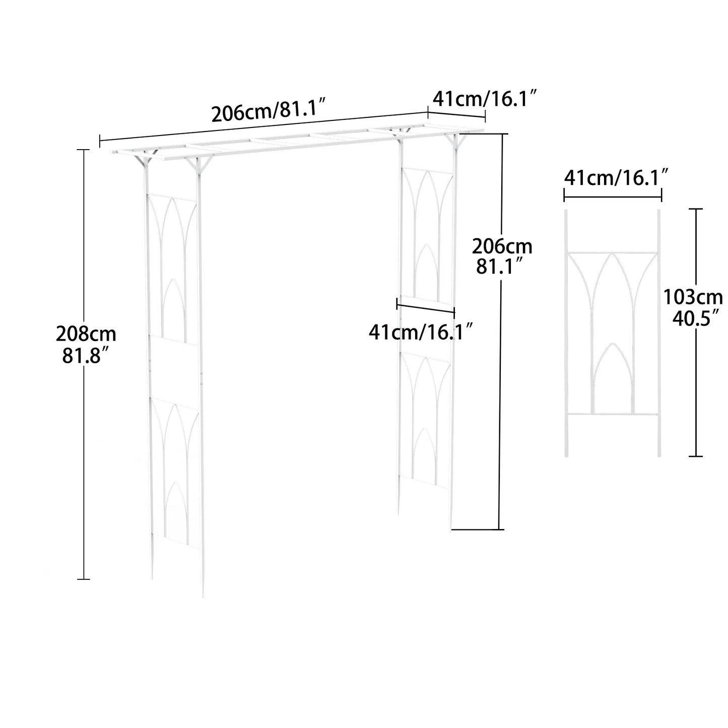 White Garden Arch Arbor Metal Outdoor Pergola Trellis